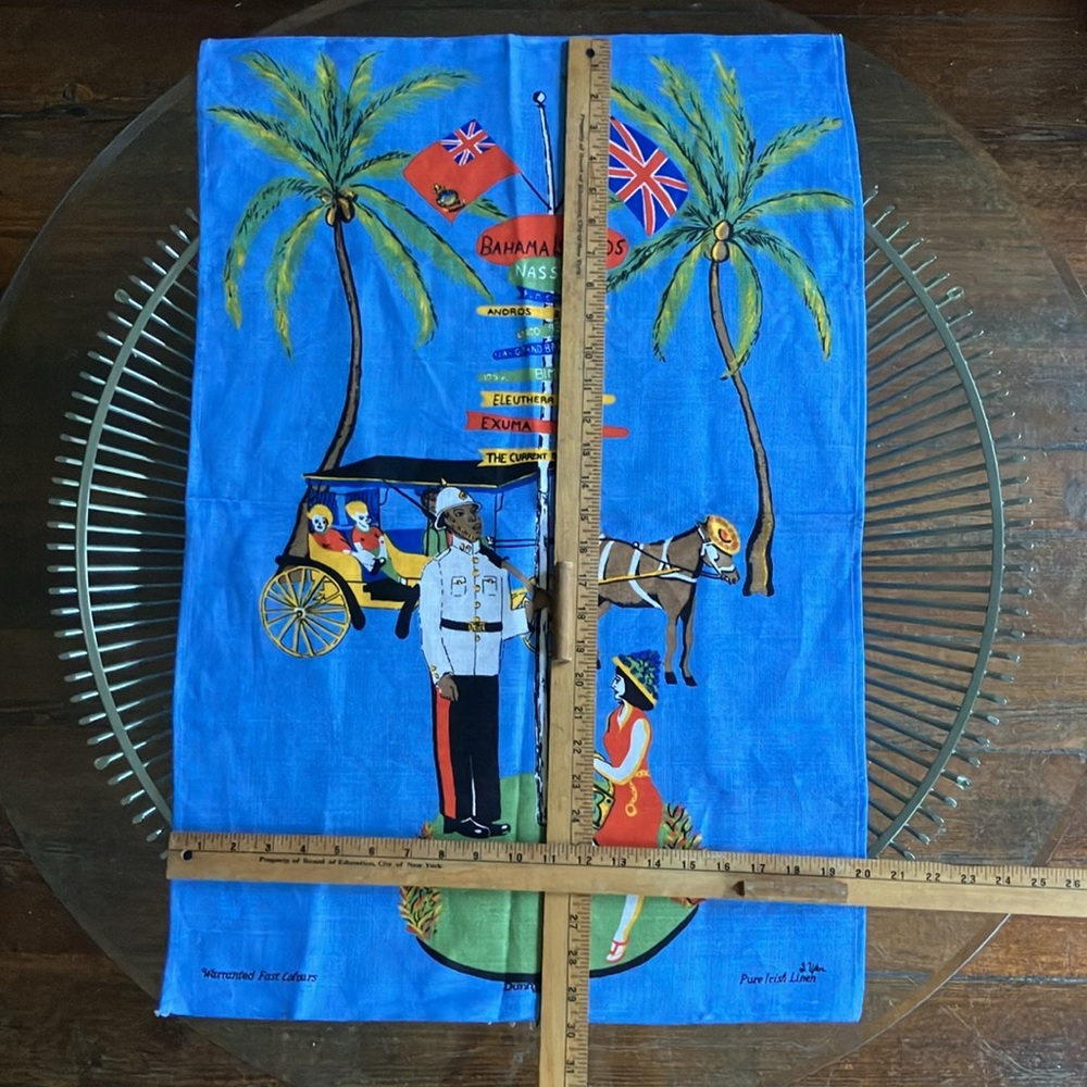 Vintage dead stock linen tea towel souvenir Nassau Bahamas 60s 70s - Picture 6 of 16